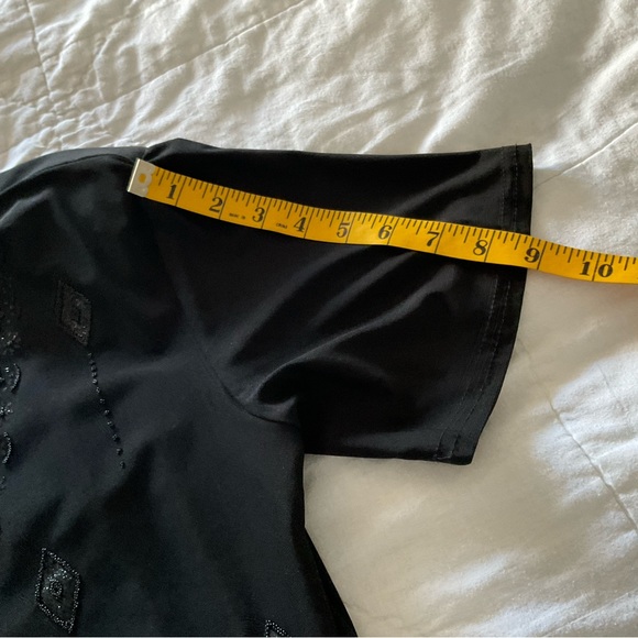 UNIQUE INT’L, BLACK BEADED BLOUSE - Picture 9 of 11